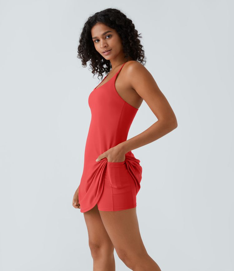 Softlyzero™ Airy Backless Cut Out 2-in-1 Pocket Cool Touch Mini Activity Dress-UPF50+