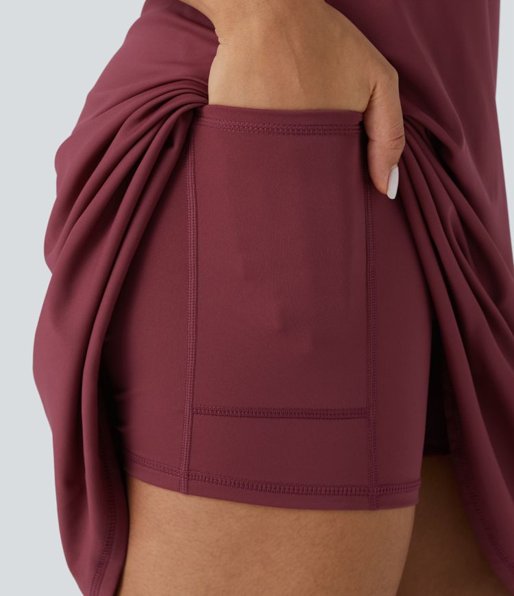 Softlyzero™ Airy Backless Cut Out Adjustable Strap 2-in-1 Pocket  Longer Active Dress-Easy Peezy Edition-UPF50+