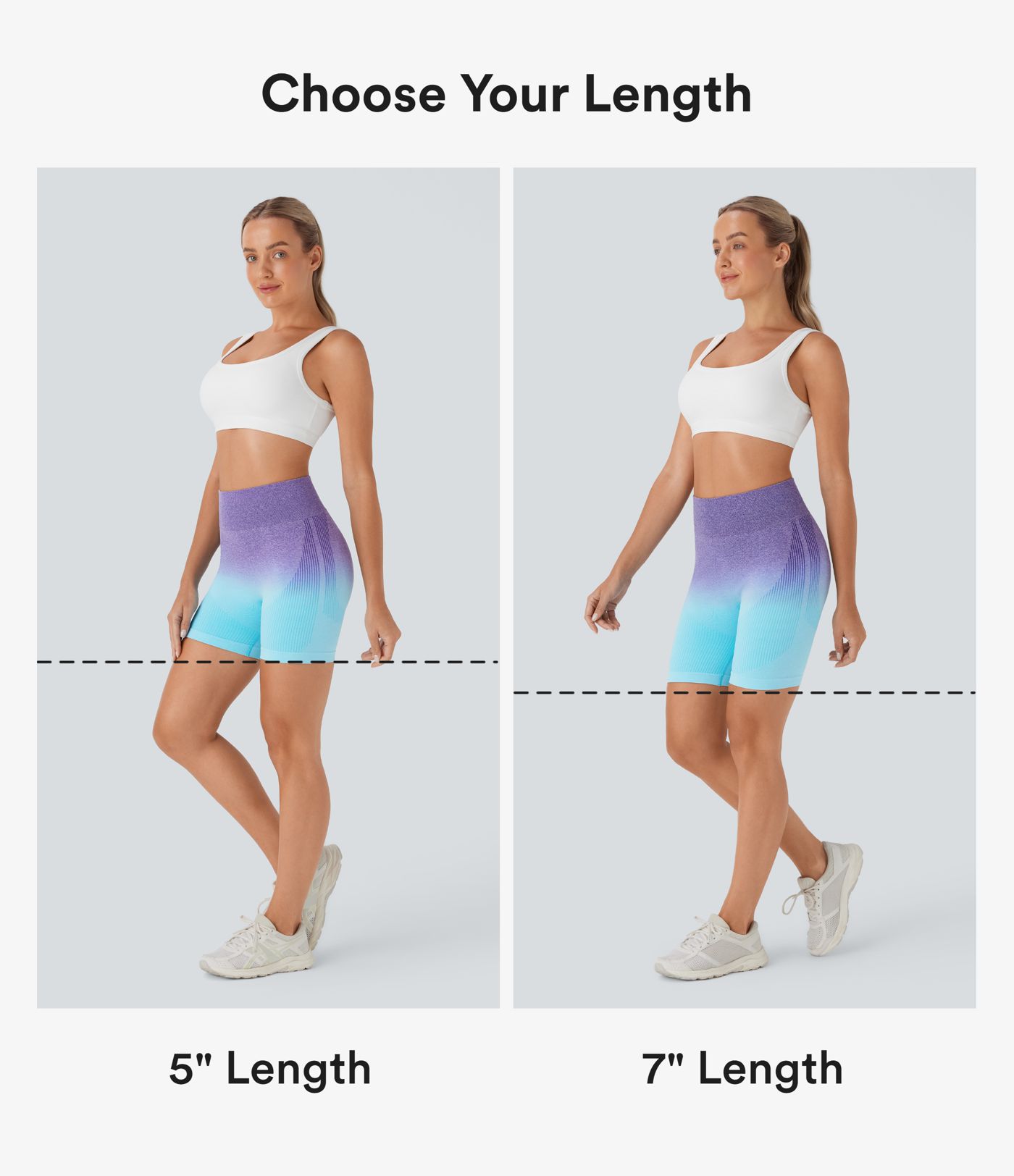 OneForm Seamless Flow High Waisted Ombre Yoga Biker Shorts 7''