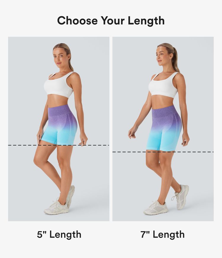 OneForm Seamless Flow High Waisted Ombre Yoga Biker Shorts 7''