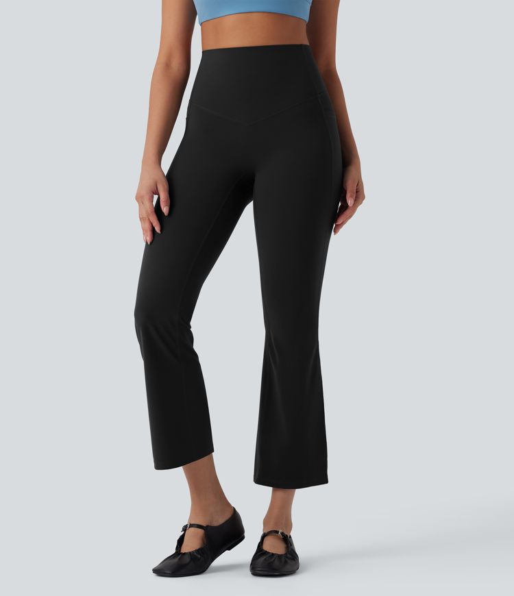 Halara UltraSculpt™ SoCinched High Waisted Tummy Control Shaping Yoga Bootcut 7/8 Leggings with Pockets