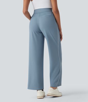 High Waisted Straight Leg Quick Dry Training Trackpants with Pockets-UPF40+
