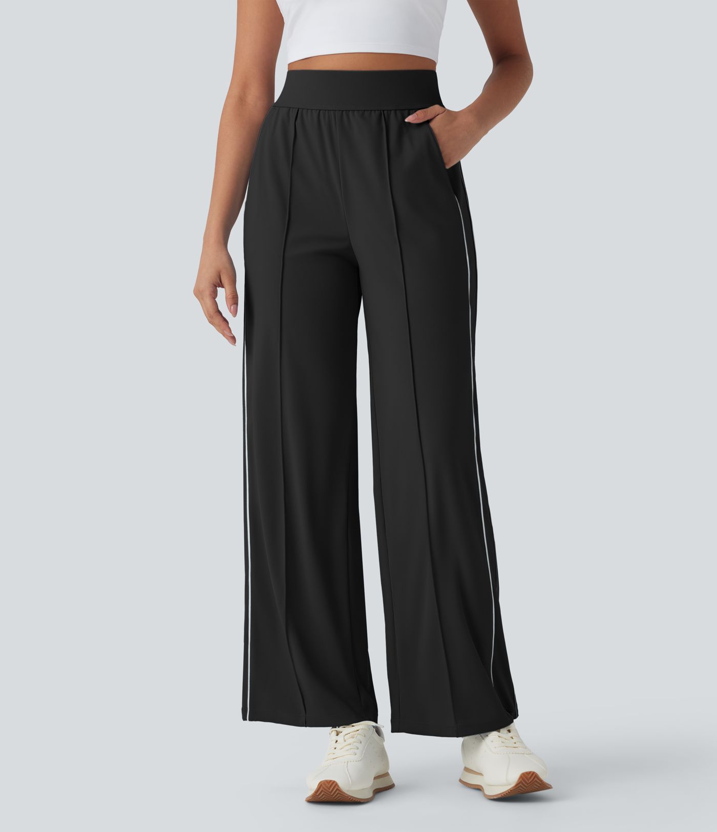 High Waisted Straight Leg Quick Dry Training Pants with Pockets-UPF40+