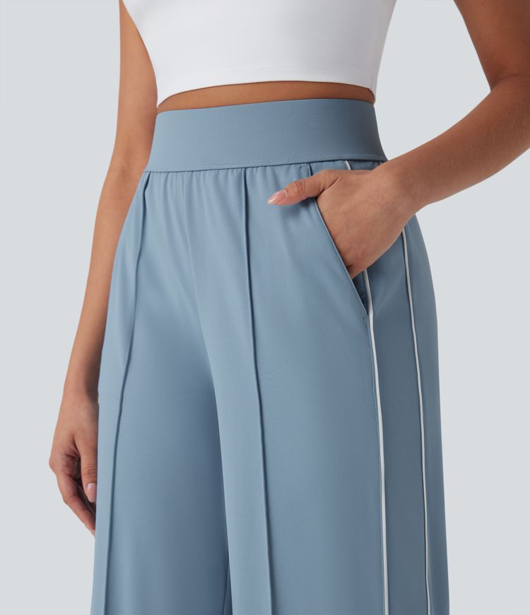 High Waisted Straight Leg Quick Dry Training Trackpants with Pockets-UPF40+
