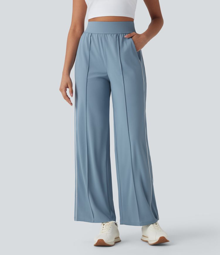 High Waisted Straight Leg Quick Dry Training Pants with Pockets-UPF40+