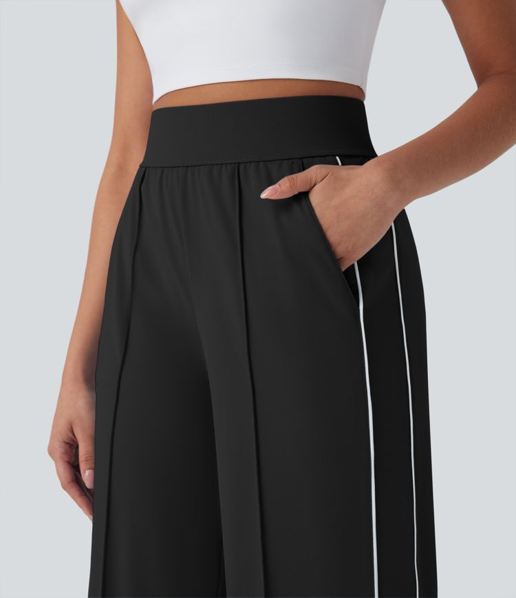 High Waisted Straight Leg Quick Dry Training Pants with Pockets-UPF40+