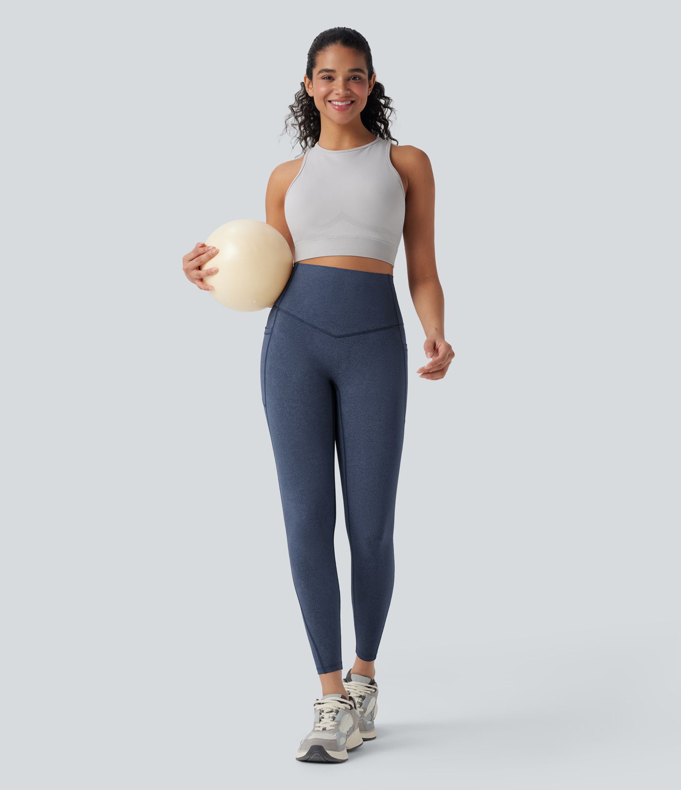 Halara UltraSculpt™ Denim Print High Waisted Tummy Control Yoga Leggings with Pockets