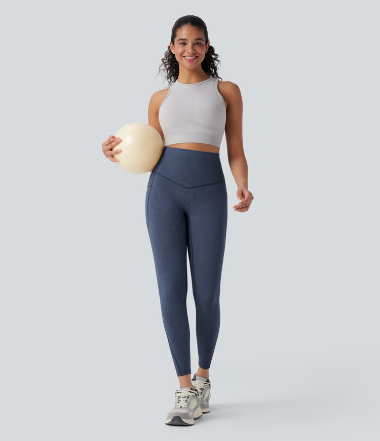 Halara UltraSculpt™ Denim Print High Waisted Tummy Control Yoga Leggings with Pockets