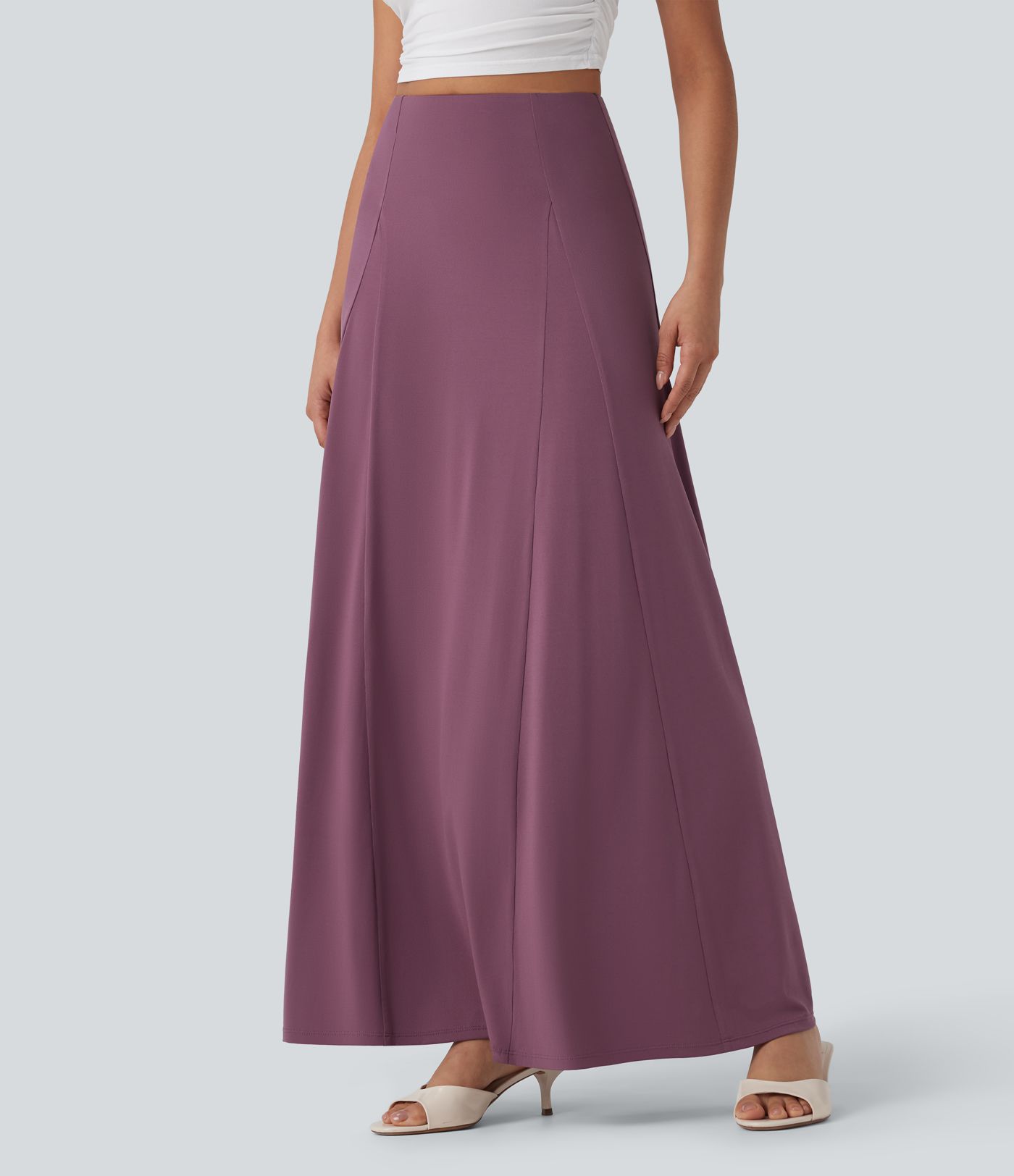 High Waisted Flowy Maxi Casual Skirt