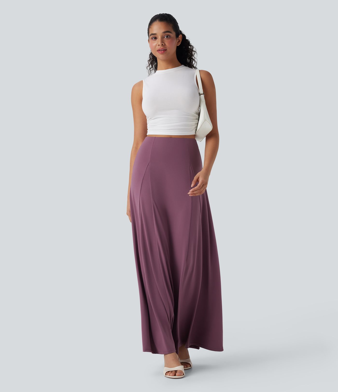 High Waisted Flowy Maxi Casual Skirt