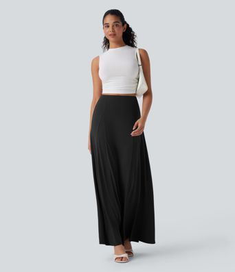 High Waisted Flowy Maxi Casual Skirt