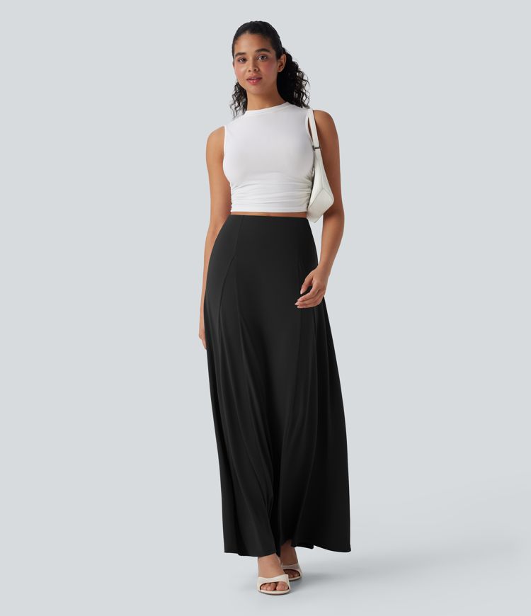 High Waisted Flowy Maxi Casual Skirt