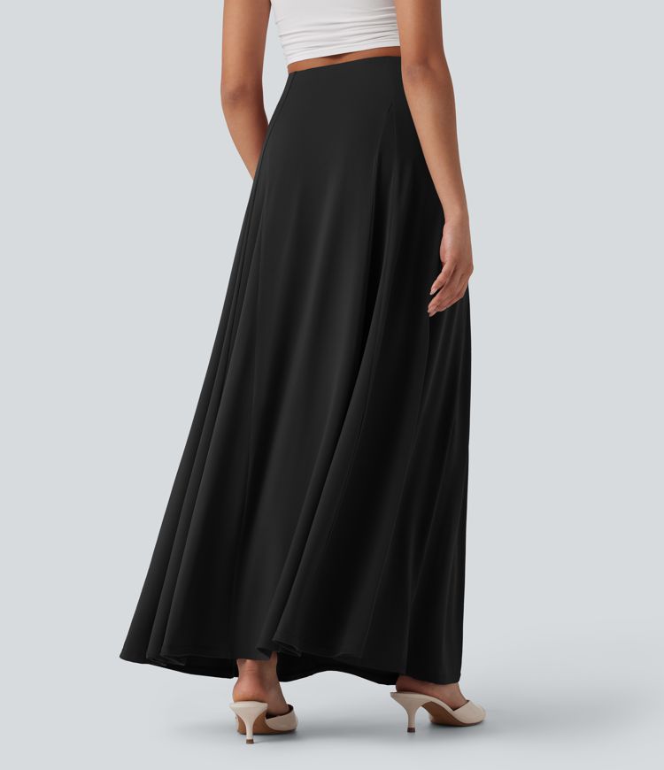 High Waisted Flowy Maxi Casual Skirt
