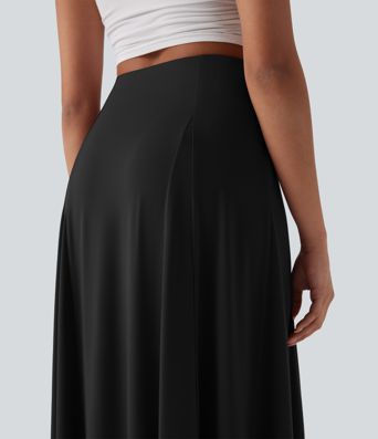 High Waisted Flowy Maxi Casual Skirt