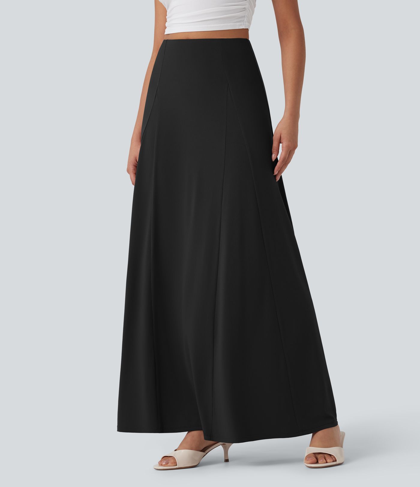 High Waisted Flowy Maxi Casual Skirt