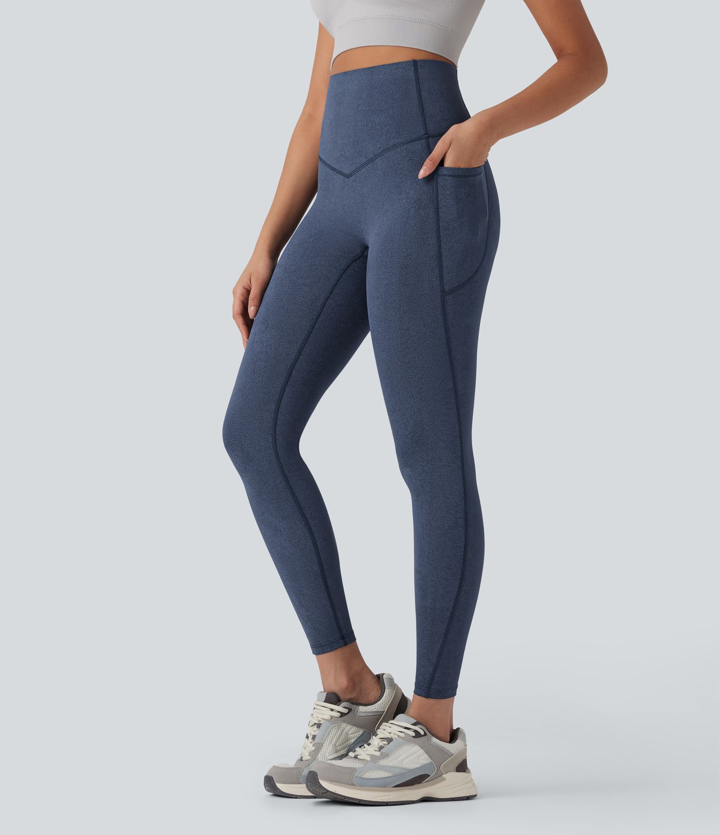Halara UltraSculpt™ Denim Print High Waisted Tummy Control Yoga Leggings with Pockets