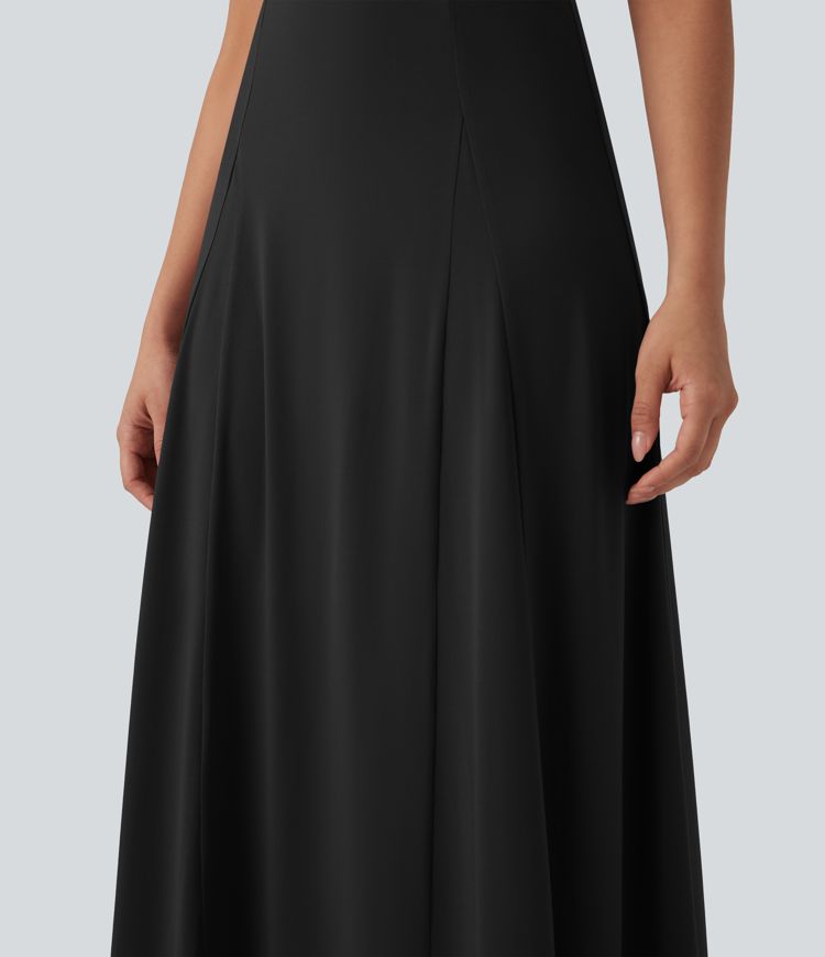 High Waisted Flowy Maxi Casual Skirt