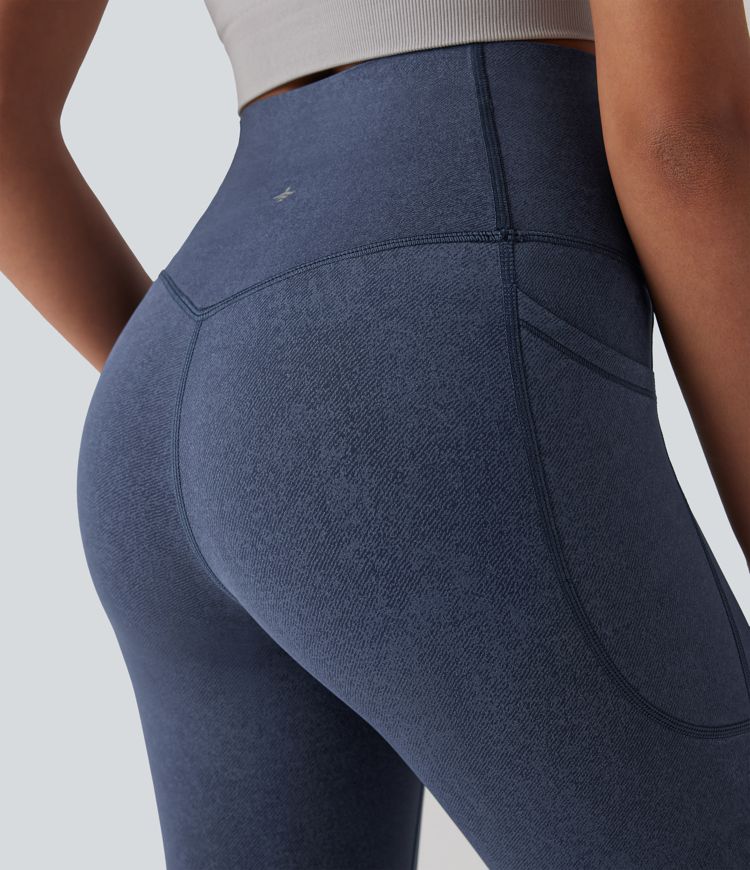 Halara UltraSculpt™ Denim Print High Waisted Tummy Control Yoga Leggings with Pockets
