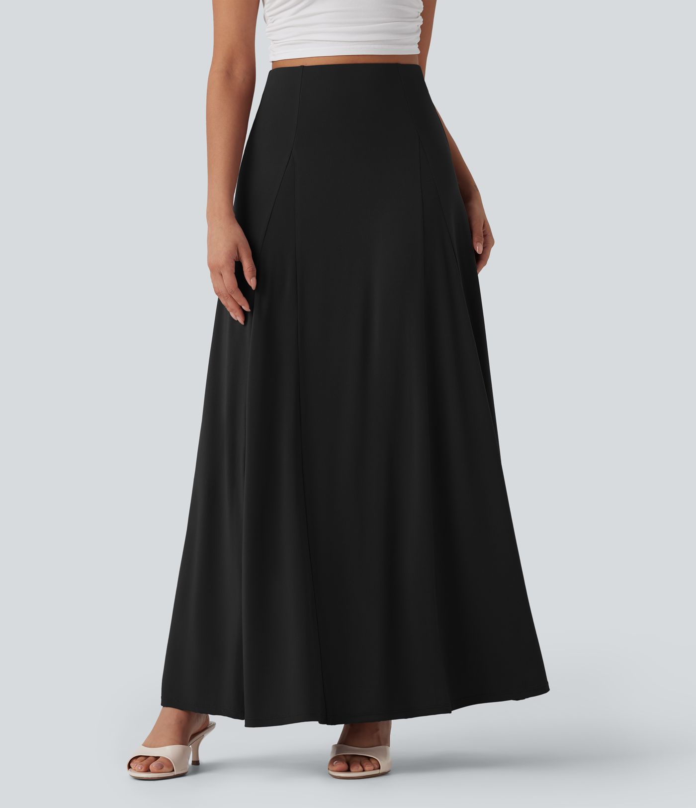 High Waisted Flowy Maxi Casual Skirt