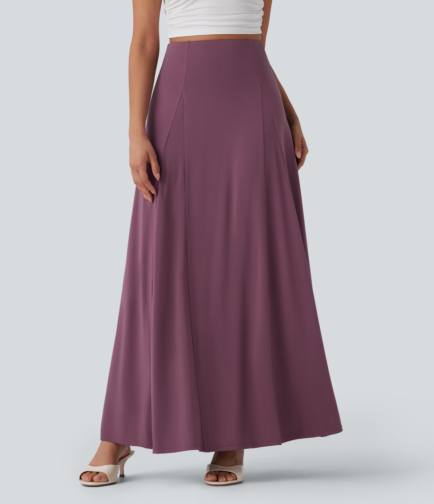 High Waisted Flowy Maxi Casual Skirt