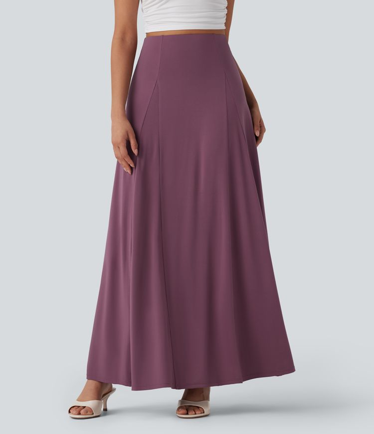 High Waisted Flowy Maxi Casual Skirt