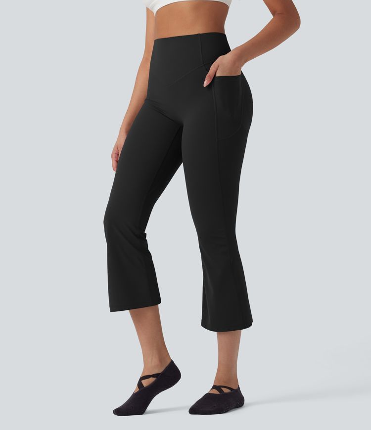 Halara UltraSculpt™ SoCinched High Waisted Scrunch Butt Lifting Tummy Control Crop Shaping Yoga Bootcut Leggings with Pockets