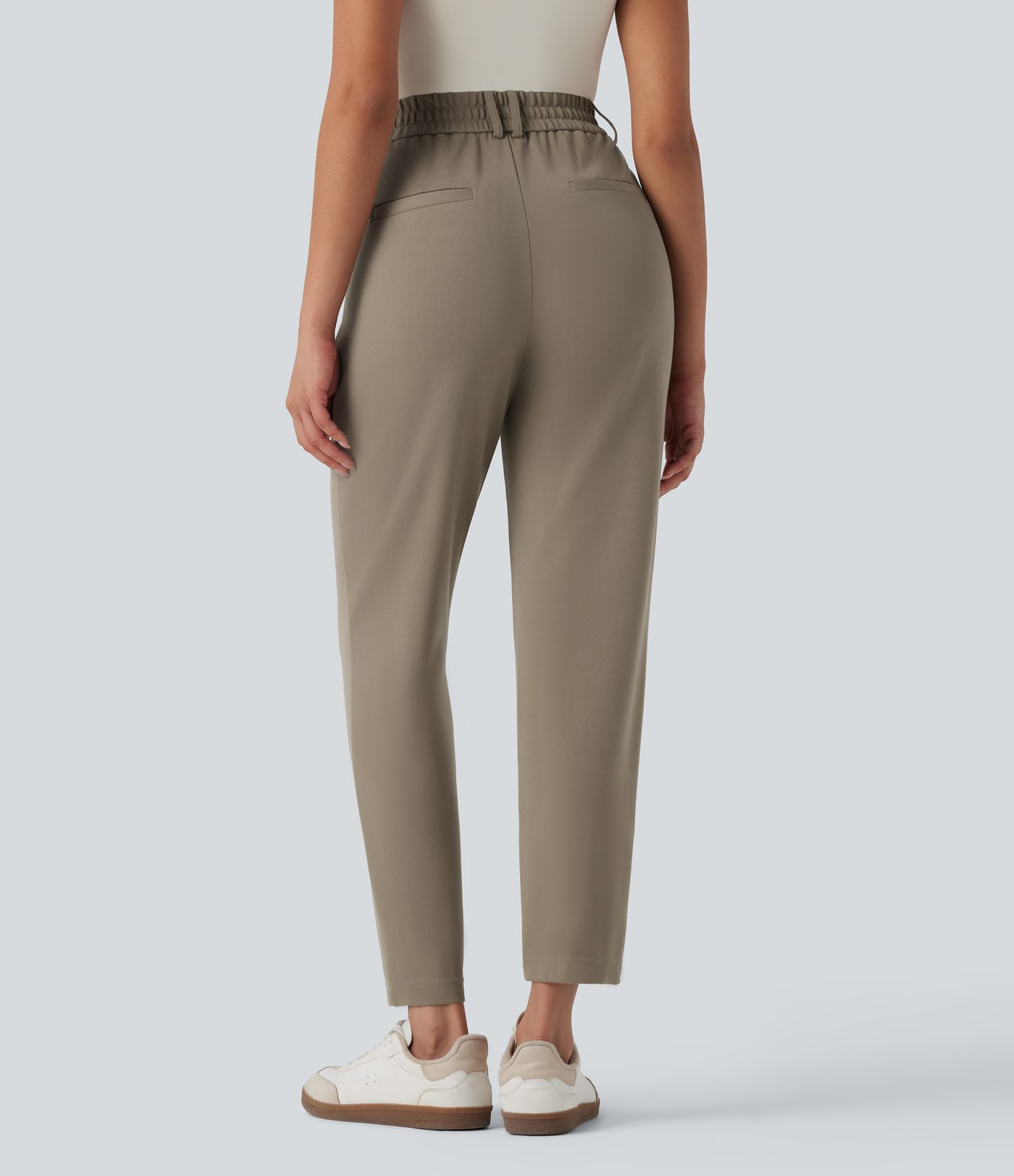 SculptKnit High Waisted Drawstring Tapered Casual Pants with Pockets