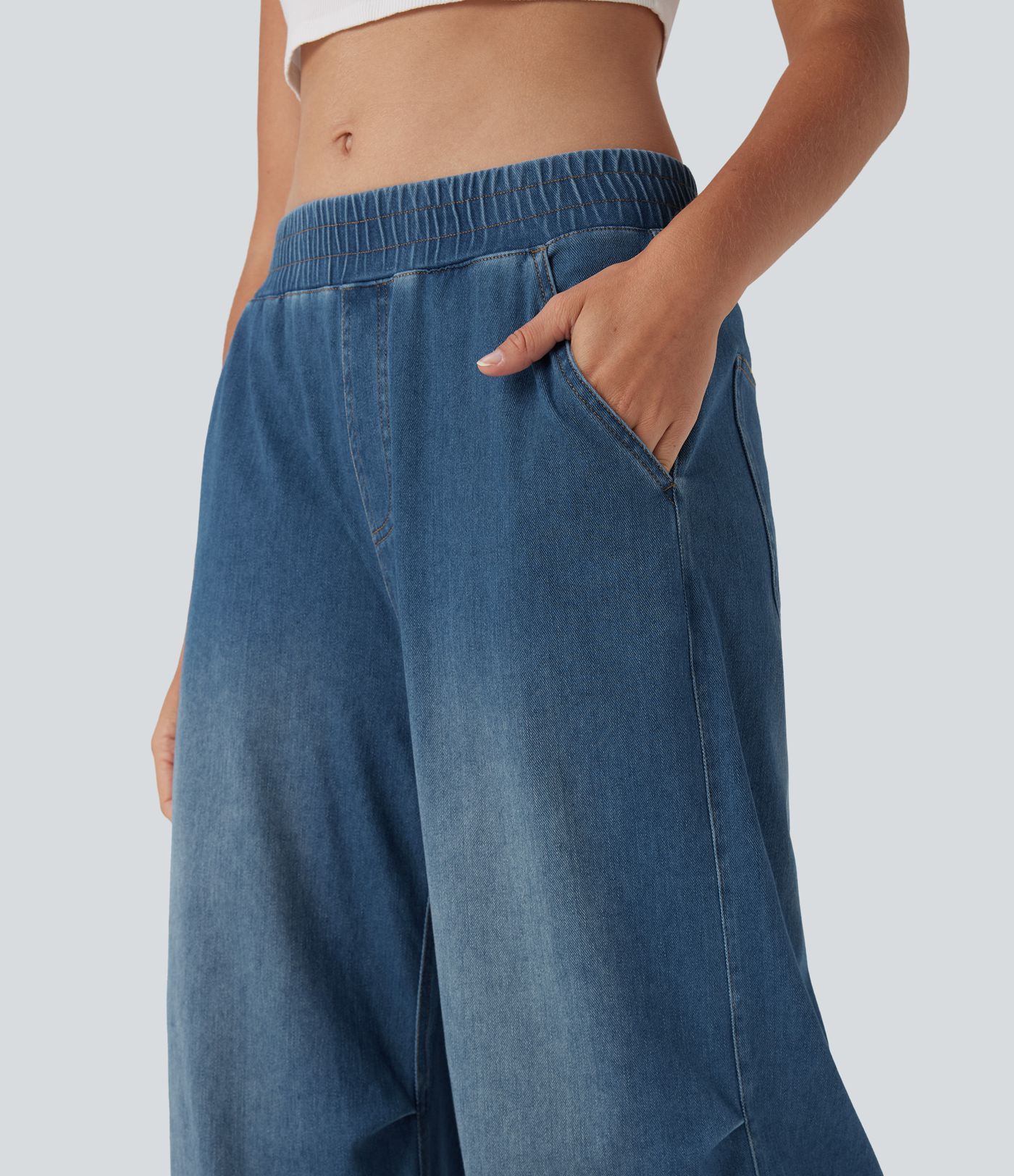 Halara Flex™ Mid Rise Casual Baggy JoggerJeans with Pockets