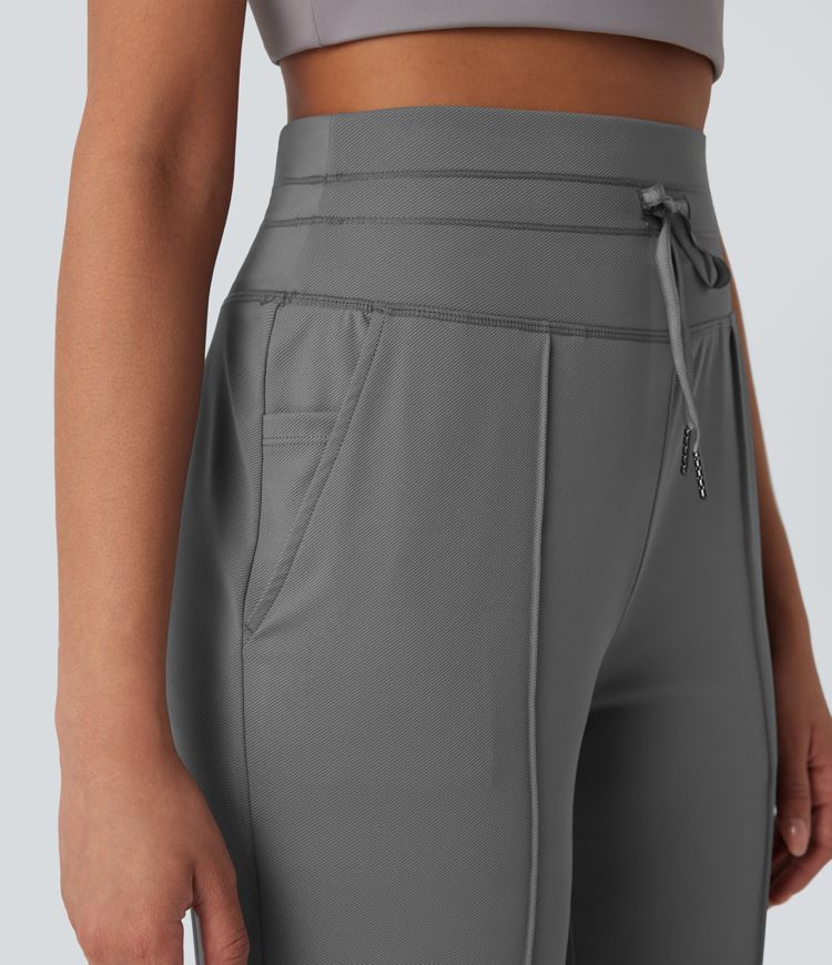 High Waisted Drawstring Quick Dry Yoga Joggers with Pockets-UPF40+