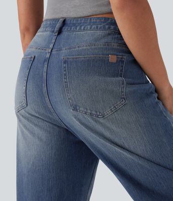 Jean barrel Halara Flex™ taille haute coupe barrel délavé avec poches