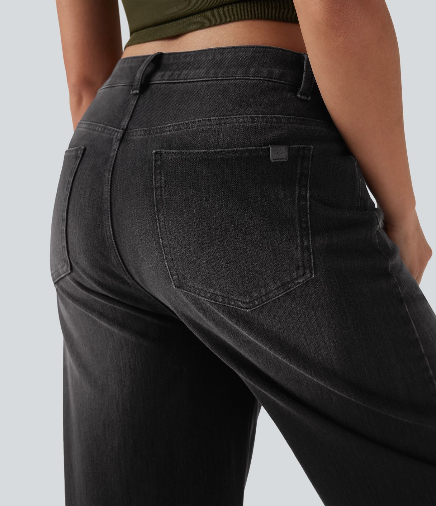 Halara Flex™ High Waisted Washed Casual Barrel Leg Jeans with Pockets