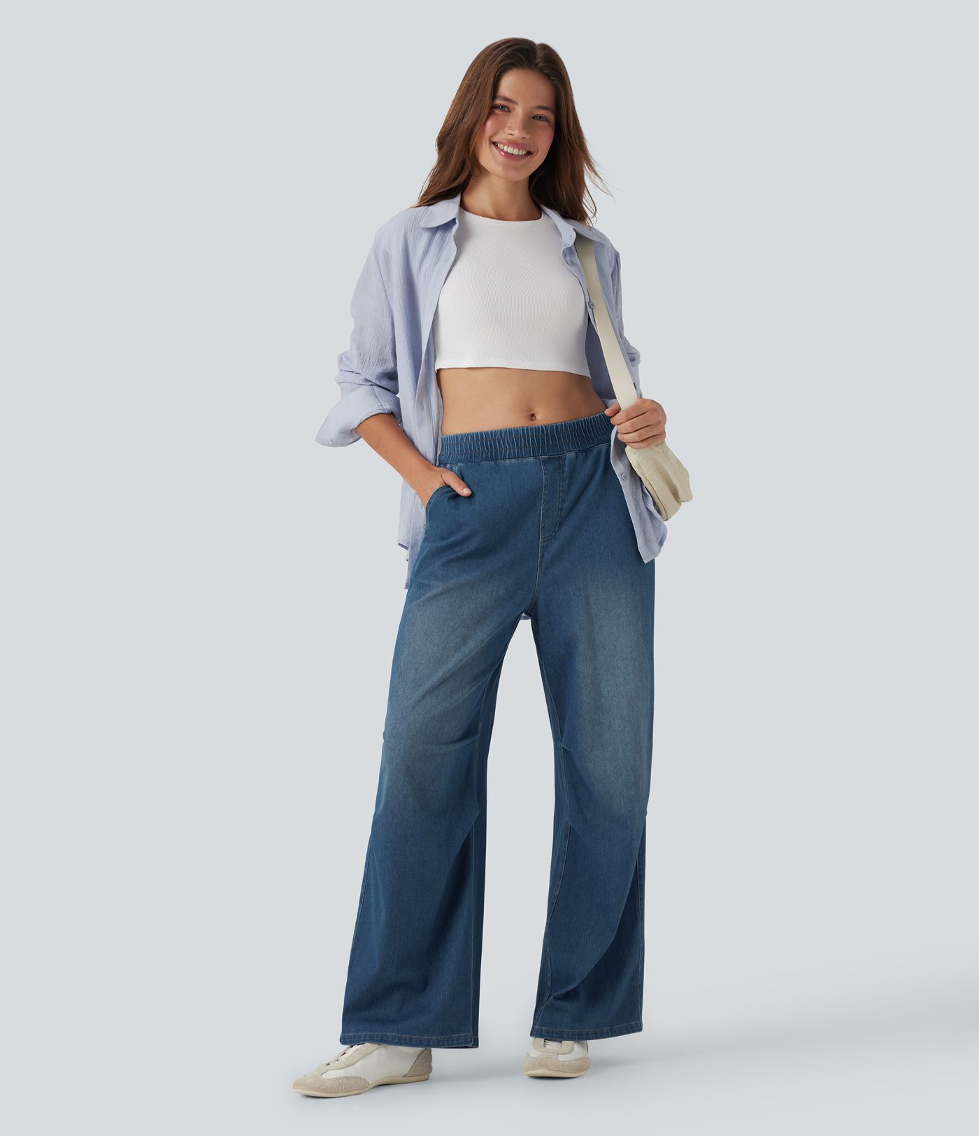 Halara Flex™ Mid Rise Casual Baggy JoggerJeans with Pockets
