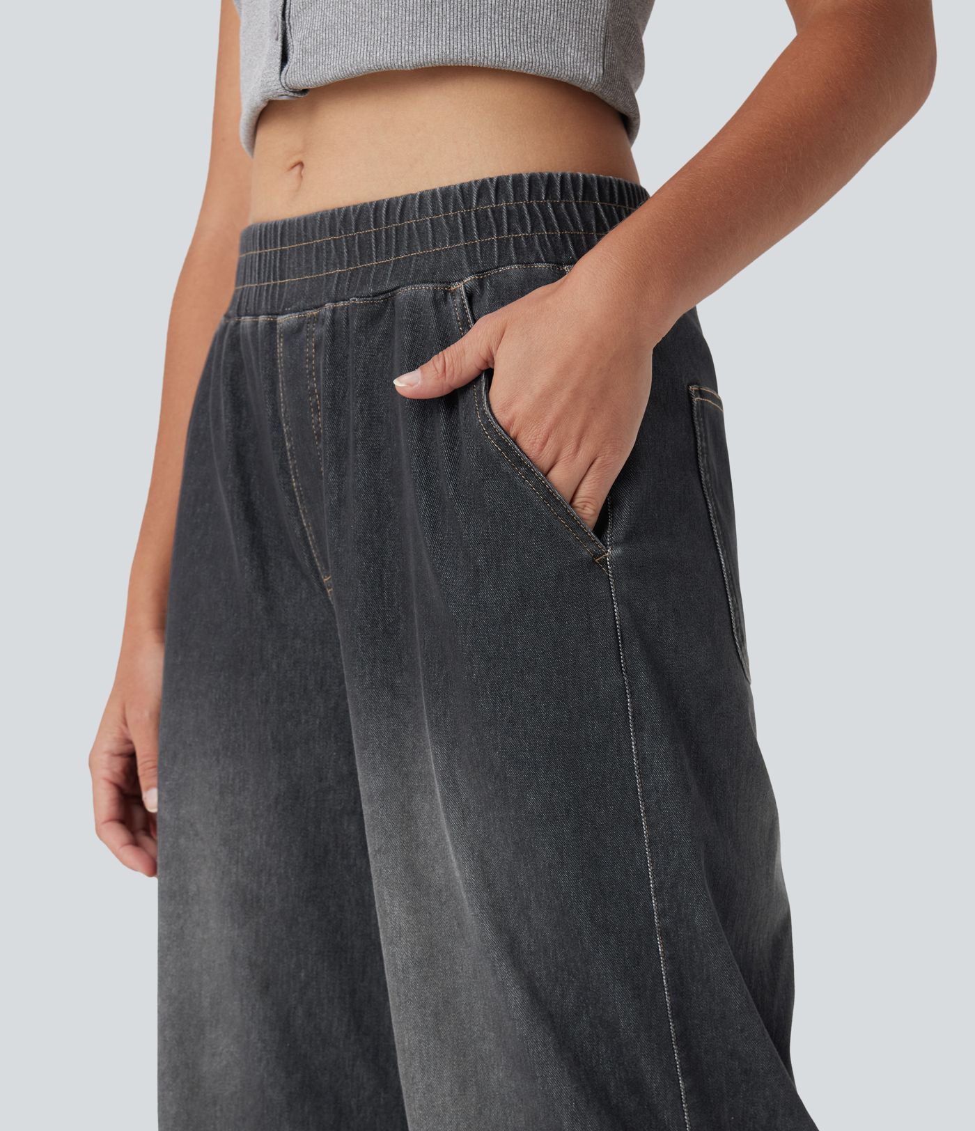 Halara Flex™ Mid Rise Casual Baggy Sweatpants Jeans with Pockets