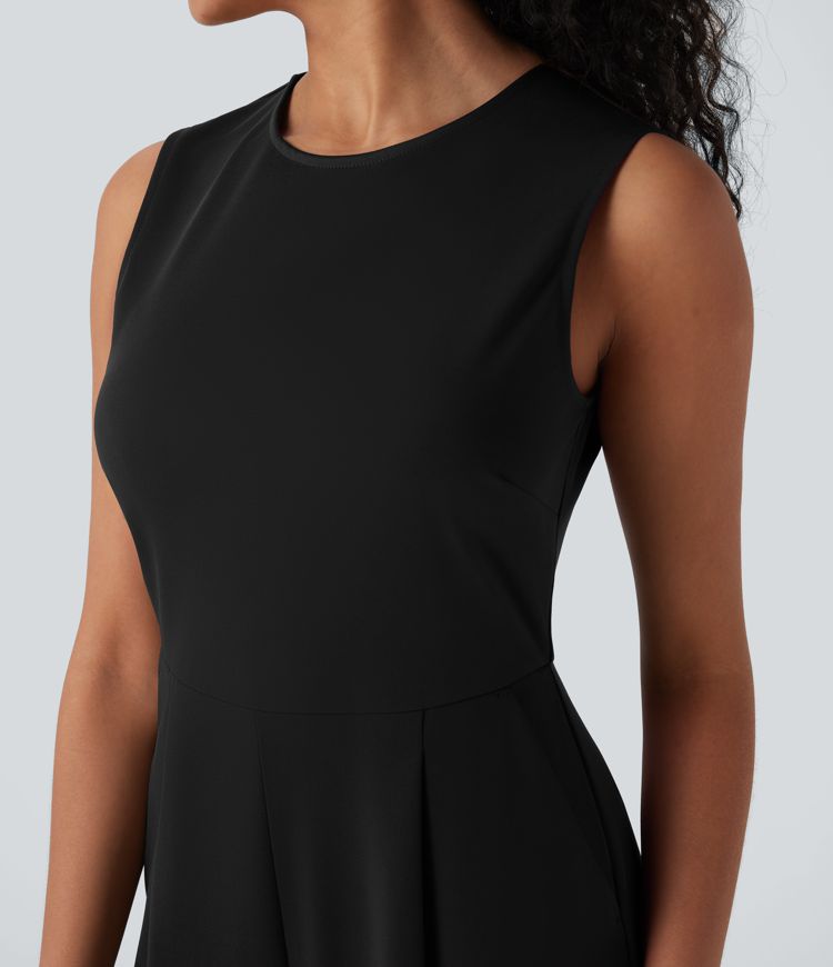 Sleeveless Zipper Work Jumpsuit with Pockets