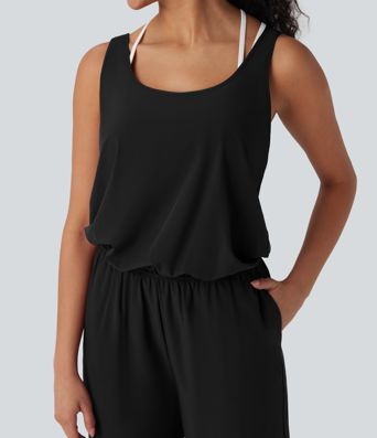 Breezeful™ Sleeveless Quick Dry Workout Jumpsuit with Pockets