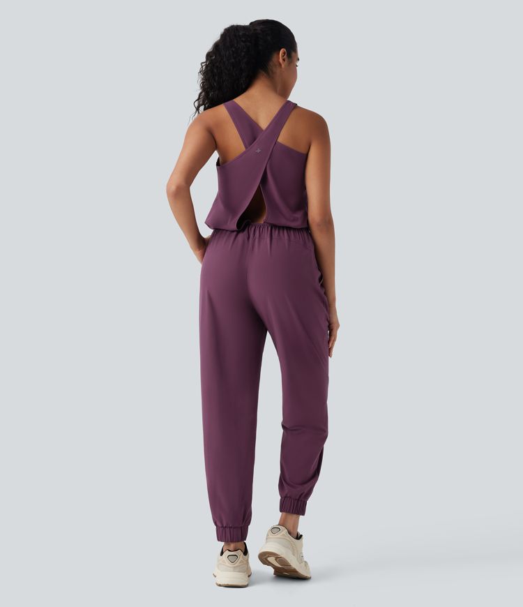 Breezeful™ Sleeveless Quick Dry Workout Jumpsuit with Pockets
