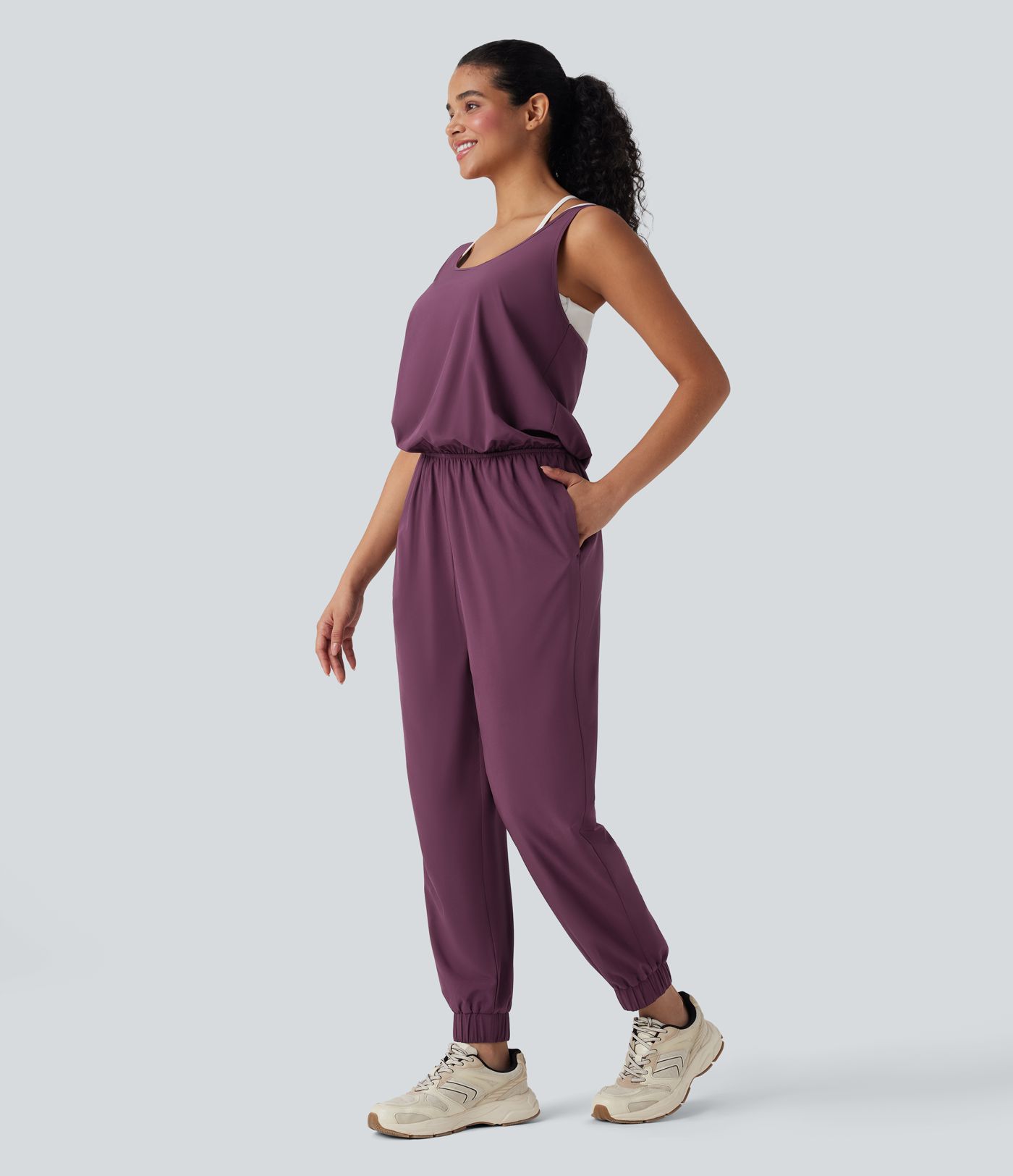 Breezeful™ Sleeveless Quick Dry Workout Jumpsuit with Pockets