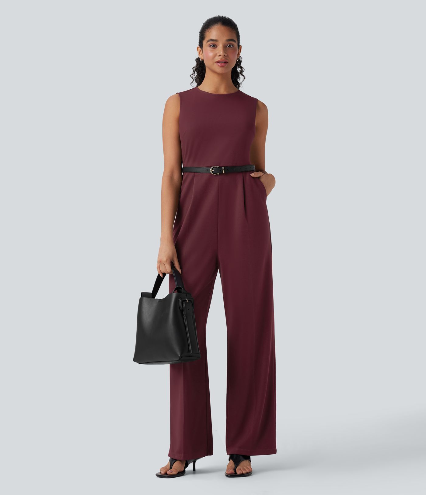 Sleeveless Zipper Work Jumpsuit with Pockets