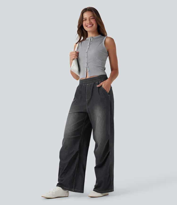 Halara Flex™ Mid Rise Casual Baggy Sweatpants Jeans with Pockets