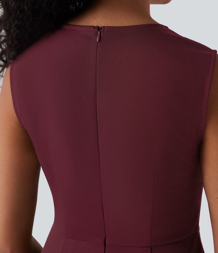 Sleeveless Zipper Work Jumpsuit with Pockets