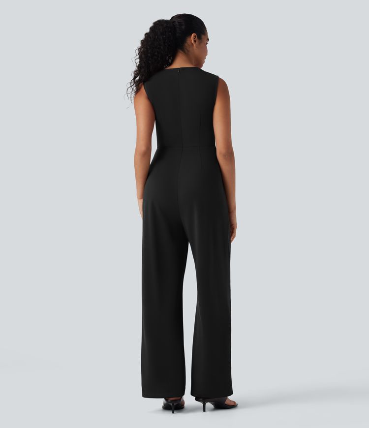 Sleeveless Zipper Work Jumpsuit with Pockets