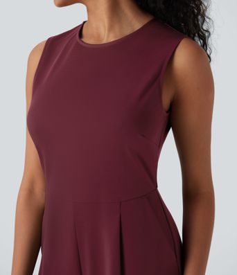 Sleeveless Zipper Work Jumpsuit with Pockets
