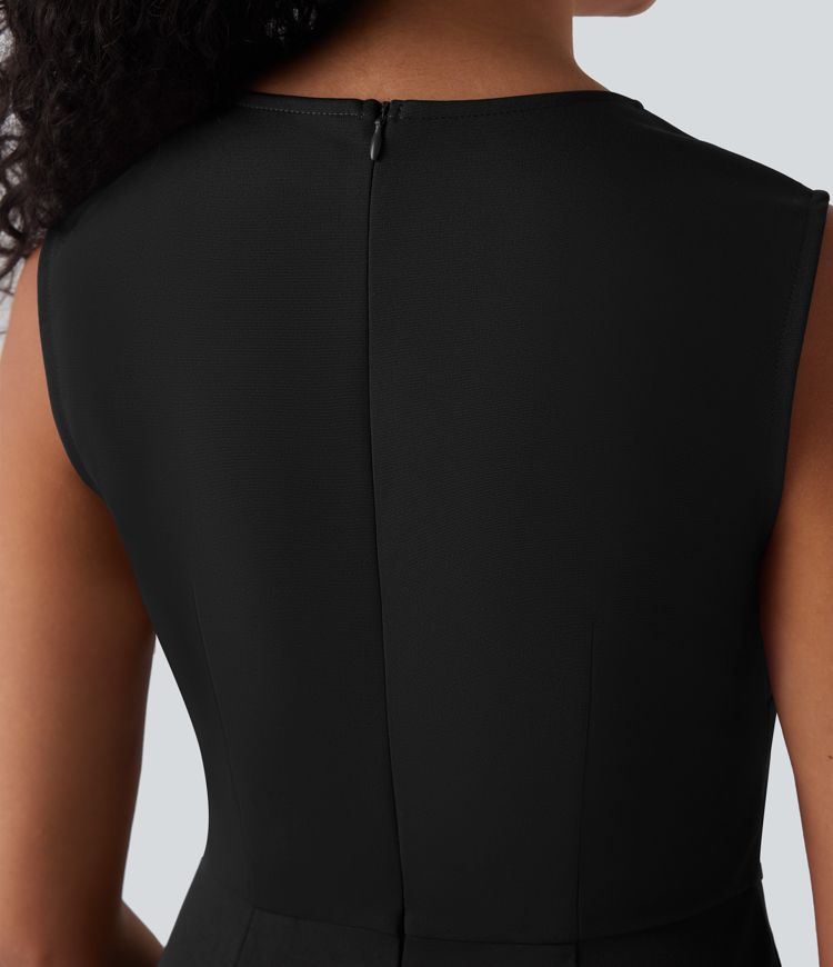 Sleeveless Zipper Work Jumpsuit with Pockets