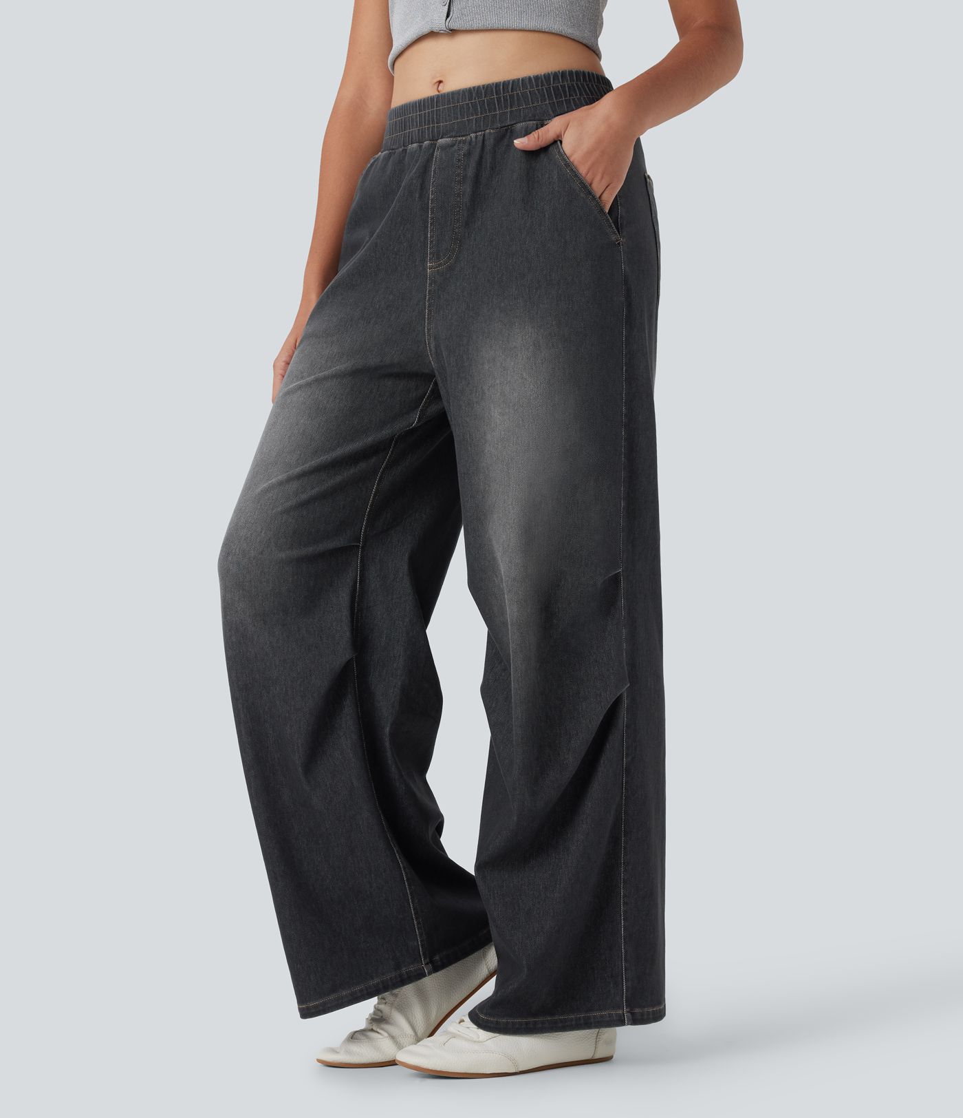 Halara Flex™ Mid Rise Casual Baggy Sweatpants Jeans with Pockets
