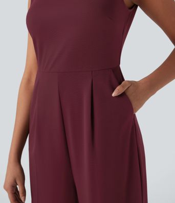 Sleeveless Zipper Work Jumpsuit with Pockets