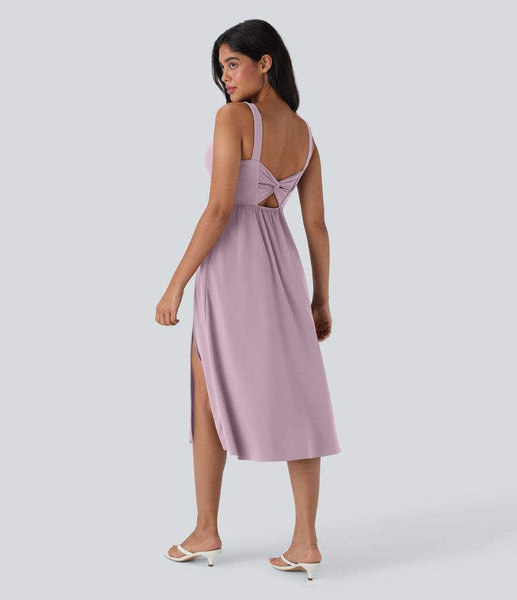 SoftlyZero™ Airy Padded Cool Touch Midi Casual Dress with Pockets D-F Cups