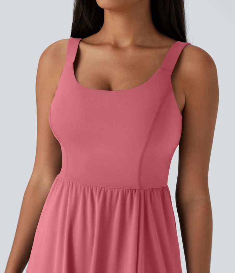 SoftlyZero™ Airy Padded Cool Touch Women Long Midi Casual Dress with Pockets D-F Cups