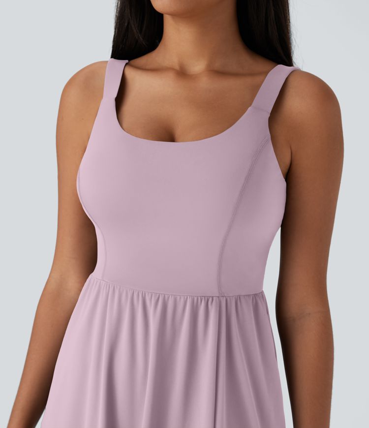 SoftlyZero™ Airy Padded Cool Touch Midi Casual Dress with Pockets D-F Cups