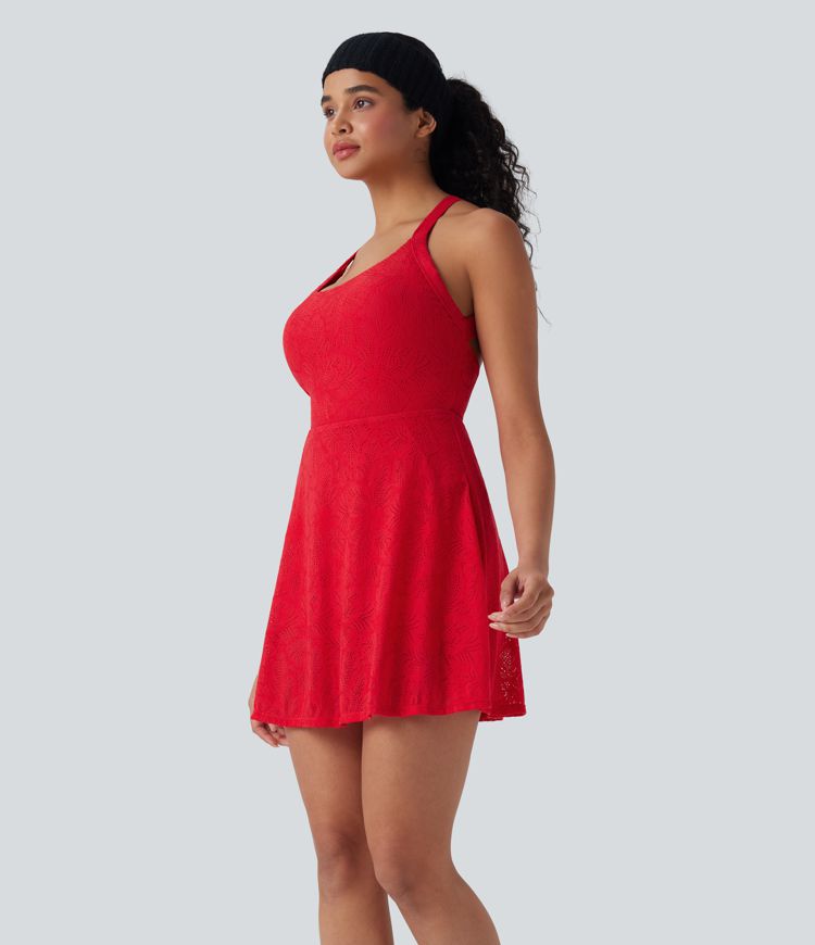 Lace 2-in-1 Mini Dance Active Dress with Pockets-Easy Peezy