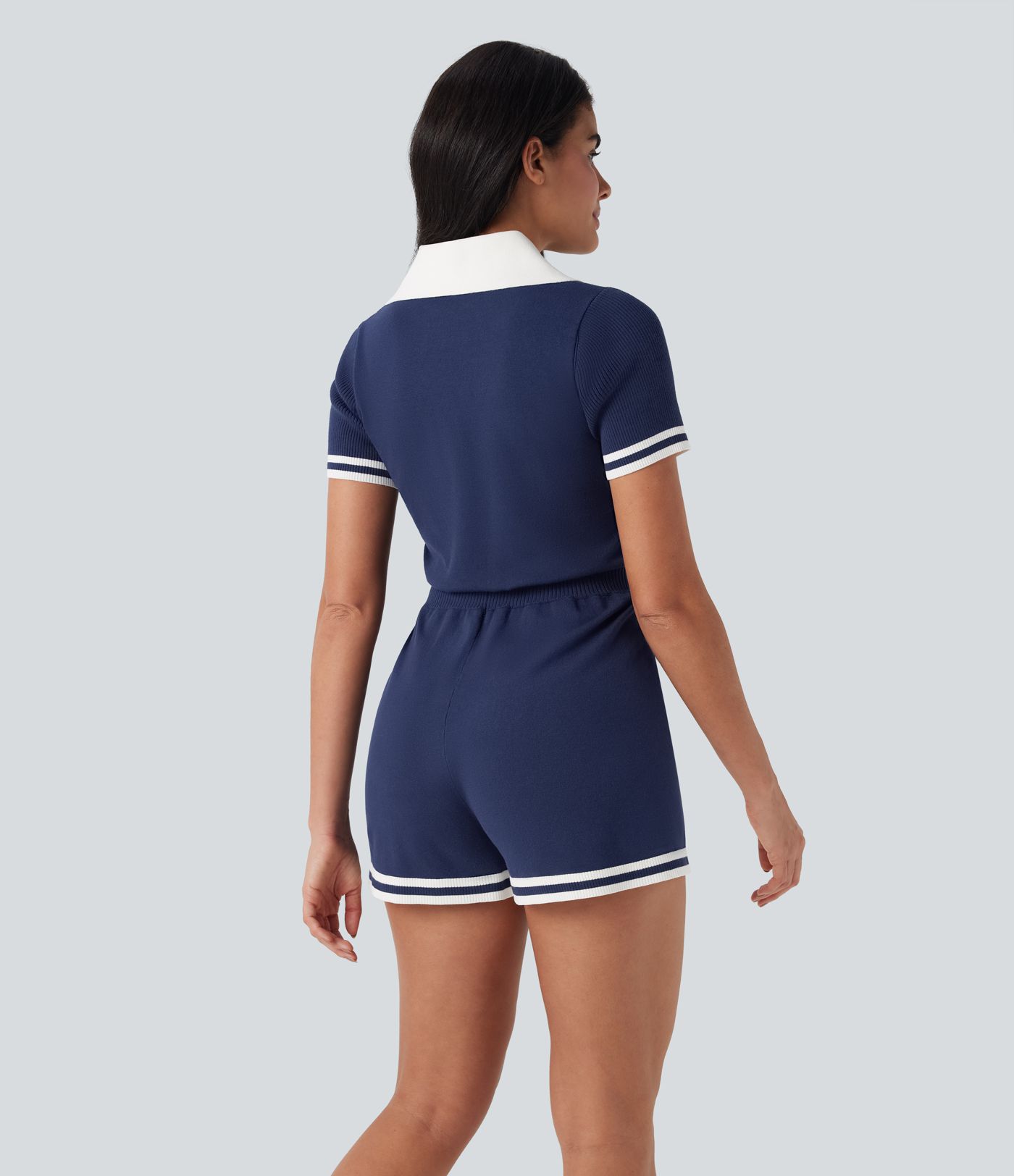 Short Sleeve Tennis Sweater Knit Romper